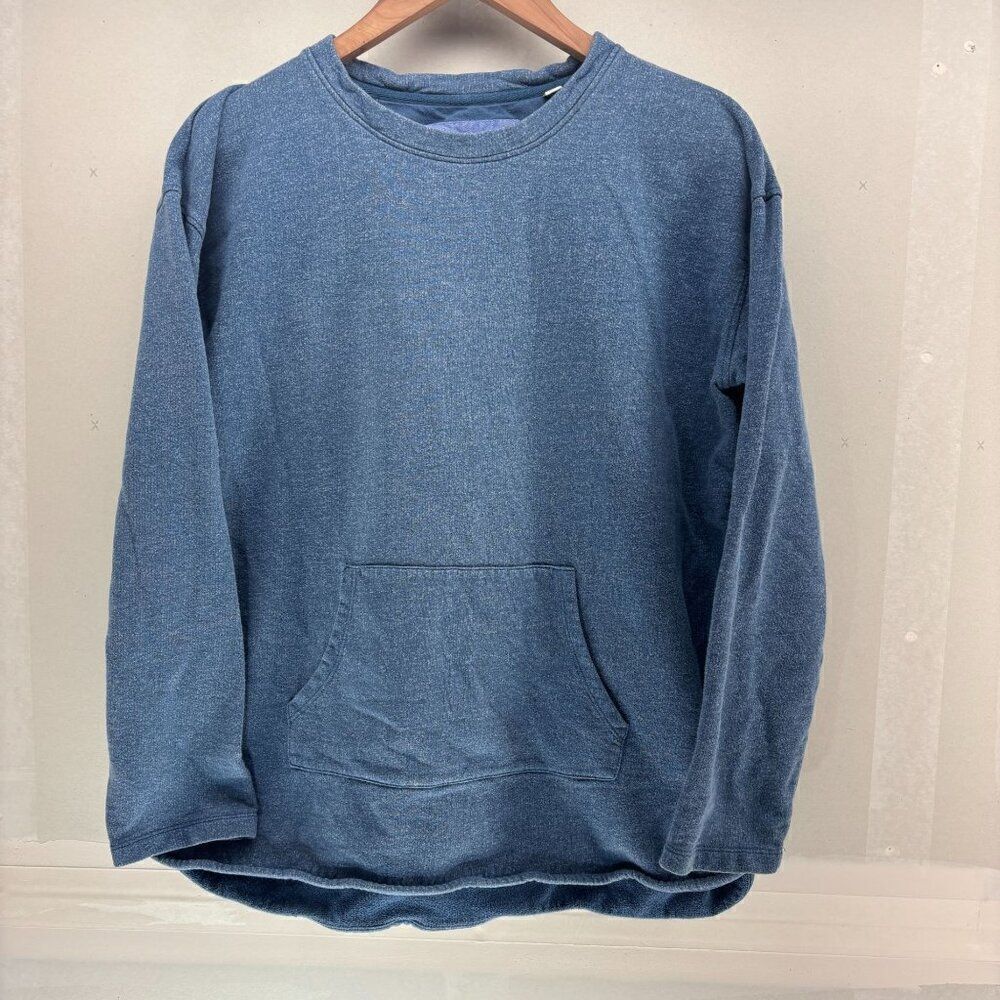 Orvis Mens‎ Blue Cotton Long Sleeve Pullover Fishing Pocket Sweatshirt M EUC